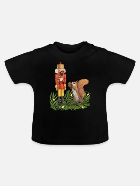 Nussknacker und Eichhörnchen - Økologisk T-shirt til baby, rund hals - sort