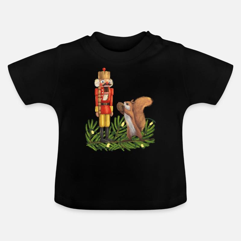Nutcracker and squirrel - Baby Organic T-Shirt with Round Neck - black