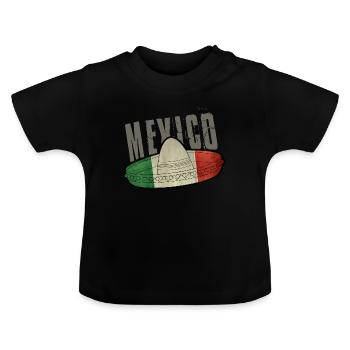 Mexico sombrero - Baby Organic T-Shirt with Round Neck - black - Front