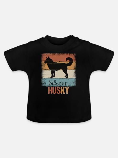 Siberian Husky Schlittenhund - Baby Bio-T-Shirt mit Rundhals - Schwarz