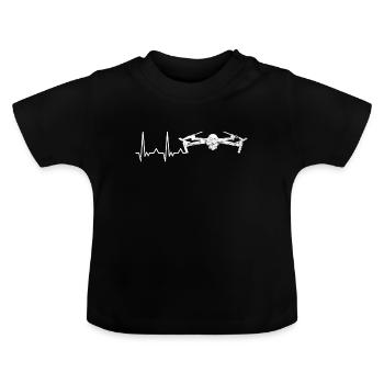 Idée cadeau drone Pilote de drone mouche drone - T-shirt bio col rond Bébé - noir - Devant