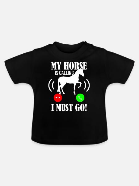 Pferd rufen - Baby Bio-T-Shirt mit Rundhals - Schwarz