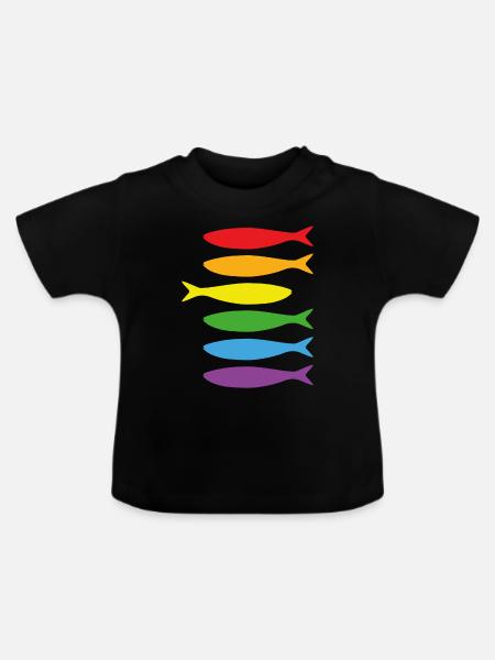 Les sardines LGTBI - Baby Bio-T-Shirt mit Rundhals - Schwarz