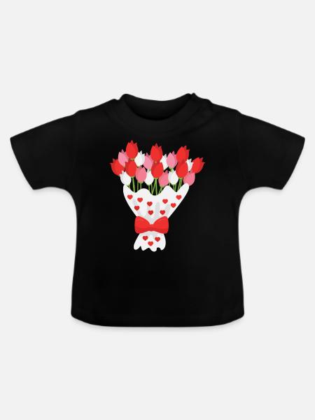 Blumenstrauß - Baby Bio-T-Shirt mit Rundhals - Schwarz