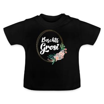Beschts Grosi Oma Schweiz Lieblingsoma Beste Omi - Baby Bio-T-Shirt mit Rundhals - Schwarz - Vorne