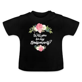 Est-ce que mes parrains et marraines veulent être les parrains et marraines pour elle ? - T-shirt bio col rond Bébé - noir - Devant