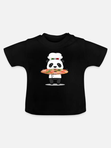 Italian Chef Panda - Baby Bio-T-Shirt mit Rundhals - Schwarz