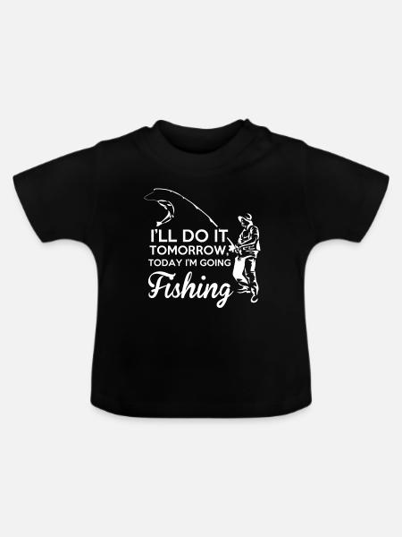 ICH GEHE ANGELN - Baby Bio-T-Shirt mit Rundhals - Schwarz