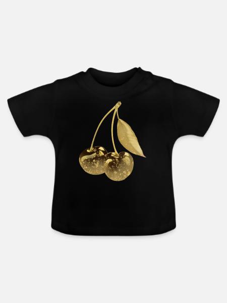 kirsche,cherrie,graffiti,gold,malerei,pop-art - Baby Bio-T-Shirt mit Rundhals - Schwarz