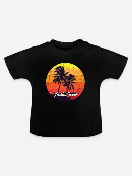 Palmen - Baby Bio-T-Shirt mit Rundhals - Schwarz