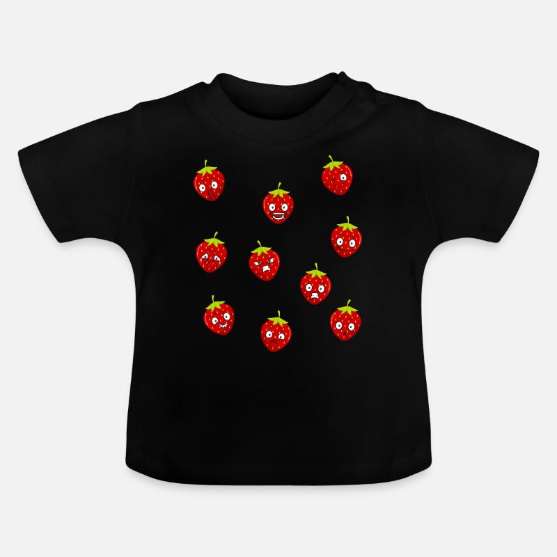Erdbeere - Baby Bio-T-Shirt mit Rundhals - Schwarz