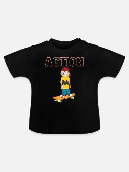 Skate Action - Baby Bio-T-Shirt mit Rundhals - Schwarz