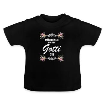 Götti Fragen Firmgotti Taufgotti Götti Geschenk - Baby Bio-T-Shirt mit Rundhals - Schwarz - Vorne