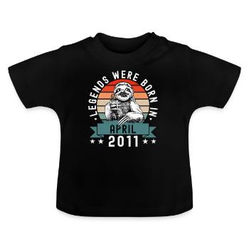 Les légendes sont nées en avril 2011 paresseux défectueux - T-shirt bio col rond Bébé - noir - Devant