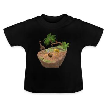 Die Tiere des Dschungels - Baby Bio-T-Shirt mit Rundhals - Schwarz - Vorne