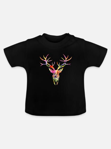 Hirsch - Baby Bio-T-Shirt mit Rundhals - Schwarz