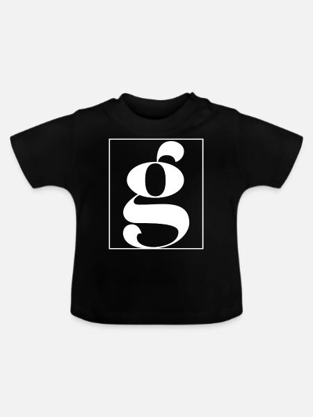 Buchstaben-Alphabet g - Baby Bio-T-Shirt mit Rundhals - Schwarz