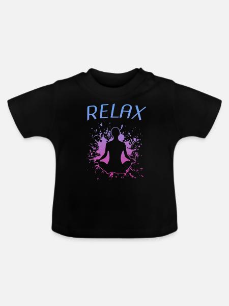 Relax Yoga Namaste - Baby Bio-T-Shirt mit Rundhals - Schwarz