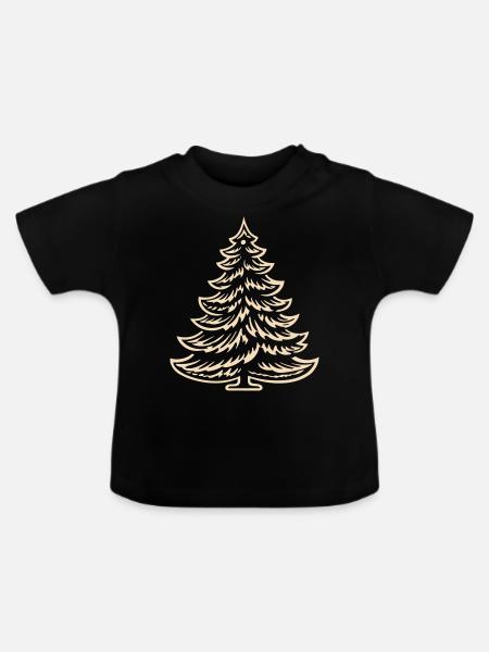 Fröhliche Fichte - Baby Bio-T-Shirt mit Rundhals - Schwarz