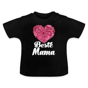 Beste Mami Schweiz beste Mama Muttertag - Baby Bio-T-Shirt mit Rundhals - Schwarz - Vorne