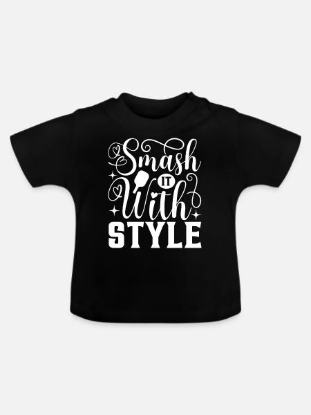 Pickleball-Smash - Baby Bio-T-Shirt mit Rundhals - Schwarz