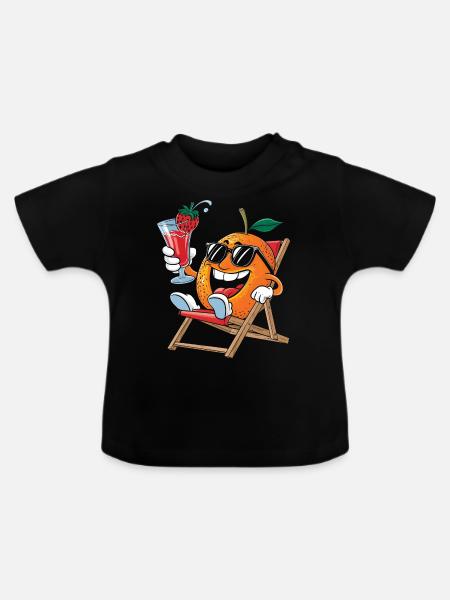Orange - Baby Bio-T-Shirt mit Rundhals - Schwarz