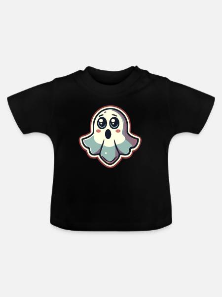 Erschrockenes Gespenst Lustiges Geister Design - Baby Bio-T-Shirt mit Rundhals - Schwarz
