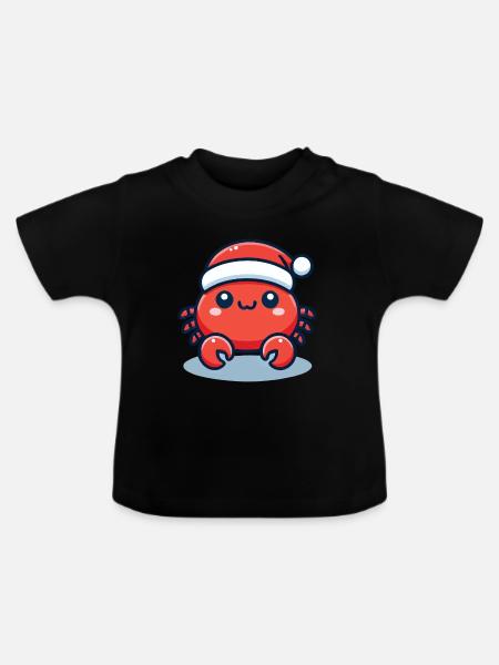 Fröhliche Krabbe Weihnachten Hut - Baby Bio-T-Shirt mit Rundhals - Schwarz