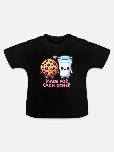 Milch und Kekse - Baby Bio-T-Shirt mit Rundhals - Schwarz