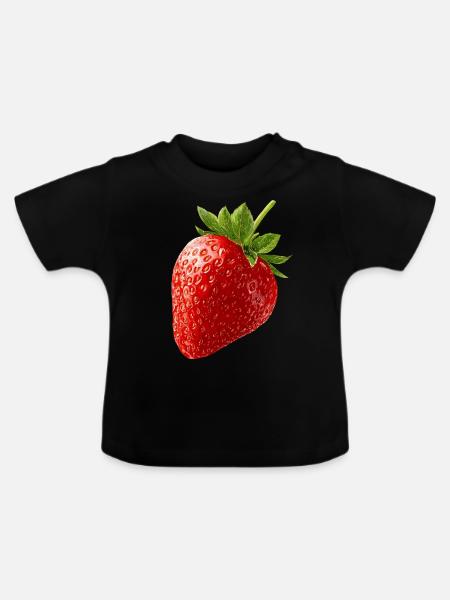 Erdbeere - Baby Bio-T-Shirt mit Rundhals - Schwarz