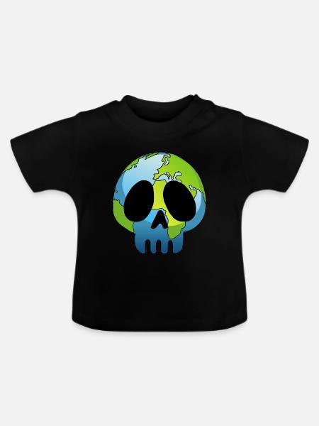 Schädel des Planeten Erde - Baby Bio-T-Shirt mit Rundhals - Schwarz