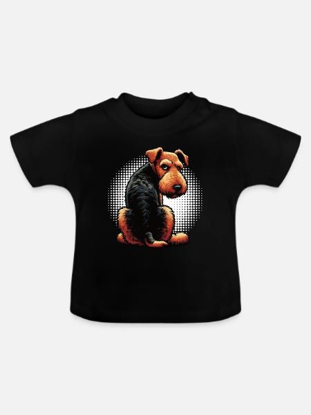 Airedale Terrier Airedales Airedaleliebhaber - Baby Bio-T-Shirt mit Rundhals - Schwarz
