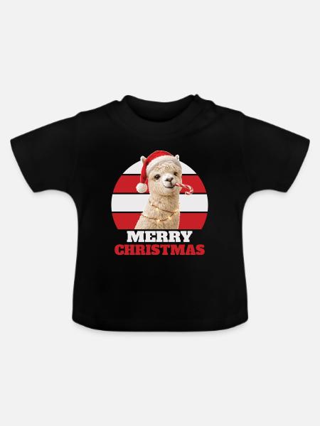 Alpaka mit Zuckerstange - Baby Bio-T-Shirt mit Rundhals - Schwarz