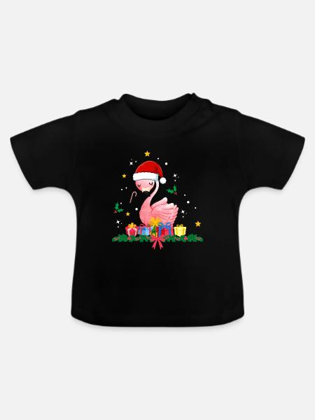 Flamingo Weihnachten - Baby Bio-T-Shirt mit Rundhals - Schwarz