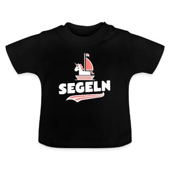 SegelEinhorn Maritime Freude Kinder T-Shirt - Baby Bio-T-Shirt mit Rundhals - Schwarz - Vorne