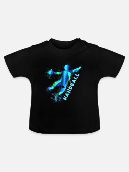 Handball, handballer, Beachhandball,Graffiti - Baby Bio-T-Shirt mit Rundhals - Schwarz