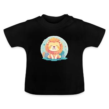 Lion - Baby Organic T-Shirt with Round Neck - black - Front