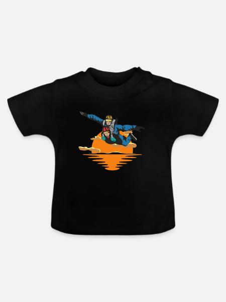 Tandemsprung Fallschirmspringen Fallschirmspringer - Baby Bio-T-Shirt mit Rundhals - Schwarz