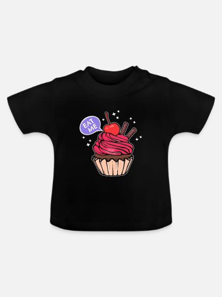 Süßigkeiten Statement Cupcake Backen Naschen - Baby Bio-T-Shirt mit Rundhals - Schwarz