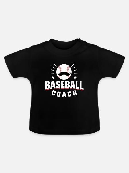 Baseball-Mustache-Coach - Baby Bio-T-Shirt mit Rundhals - Schwarz