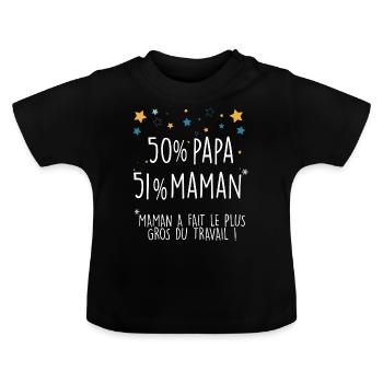 Grenouillere annonce grossesse bébé - T-shirt bio col rond Bébé - noir - Devant