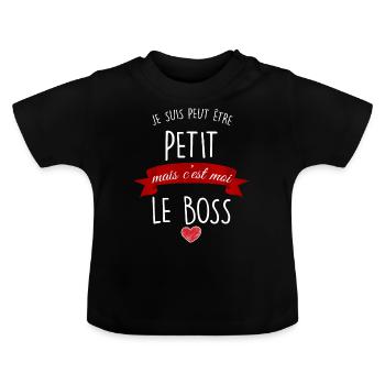 Bébé le boss de la maison Humour cadeau bébé - T-shirt bio col rond Bébé - noir - Devant