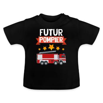 Bébé et Enfant Futur pompier Mon Petit héros - T-shirt bio col rond Bébé - noir - Devant