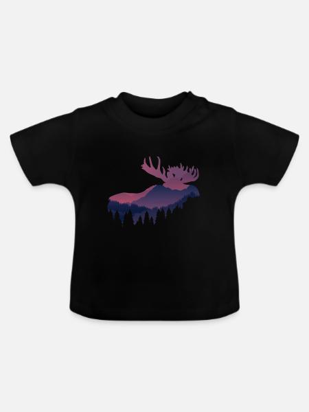 Elch - Baby Bio-T-Shirt mit Rundhals - Schwarz