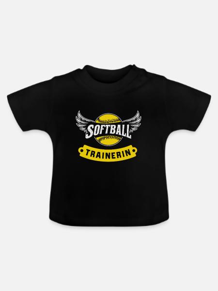 Softball-Trainerin - Baby Bio-T-Shirt mit Rundhals - Schwarz