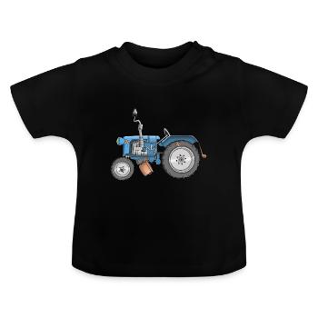 cooler Traktor - Landwirtschaft - Cartoon - Baby Bio-T-Shirt mit Rundhals - Schwarz - Vorne
