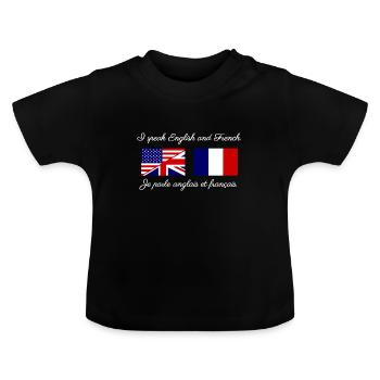 English and French II / Anglais et Français II - T-shirt bio col rond Bébé - noir - Devant
