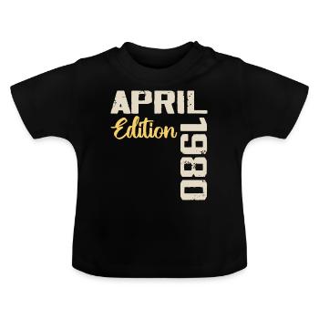 Birthday 44 Years April 1980 Birthday Gift - Baby Organic T-Shirt with Round Neck - black - Front