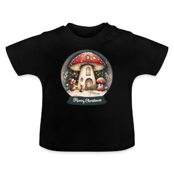 Des souris de Noël et une maison de crapauds - T-shirt bio col rond Bébé - noir - Devant