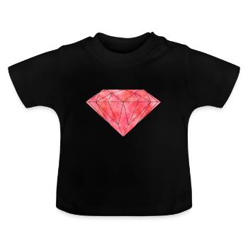 Pierre de diamant rouge rubis cristal - T-shirt bio col rond Bébé - noir - Devant
